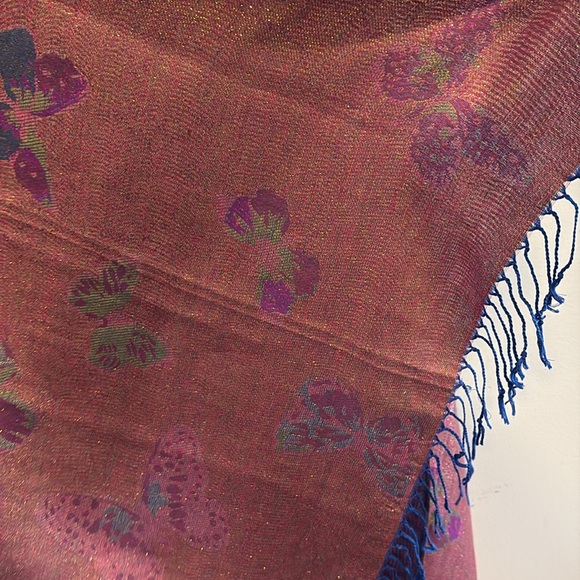 Pashmina large reversible butterfly pink-purple sparkly fringe wrap shawl scarf - Picture 3 of 10